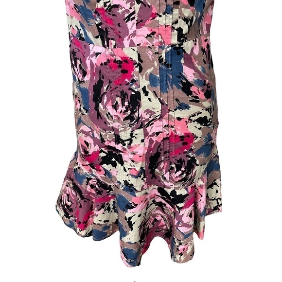 URBAN Outfitters Pink Retro Floral Print Fitted Dress with Ruffled Bottom - Picture 6 of 11